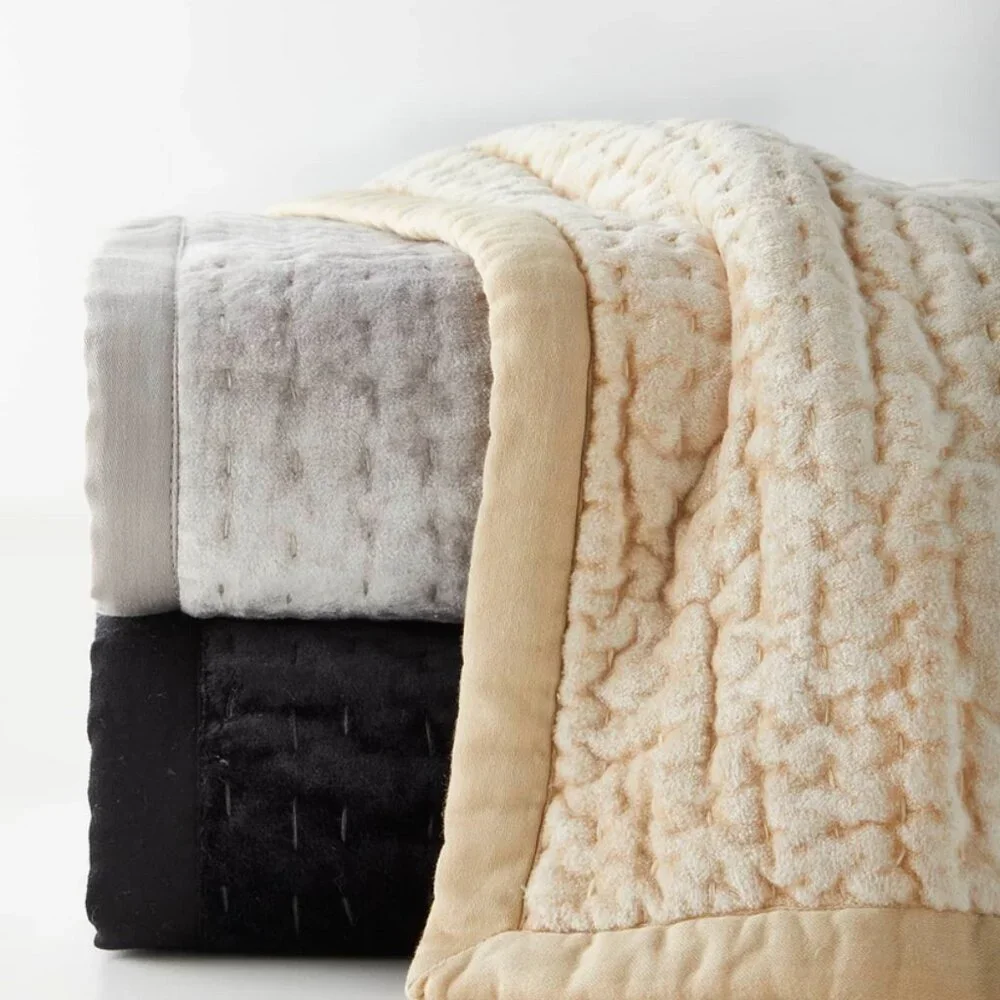 Set of 2 Donna Karan Home Hand Quilted Velvet King Shams